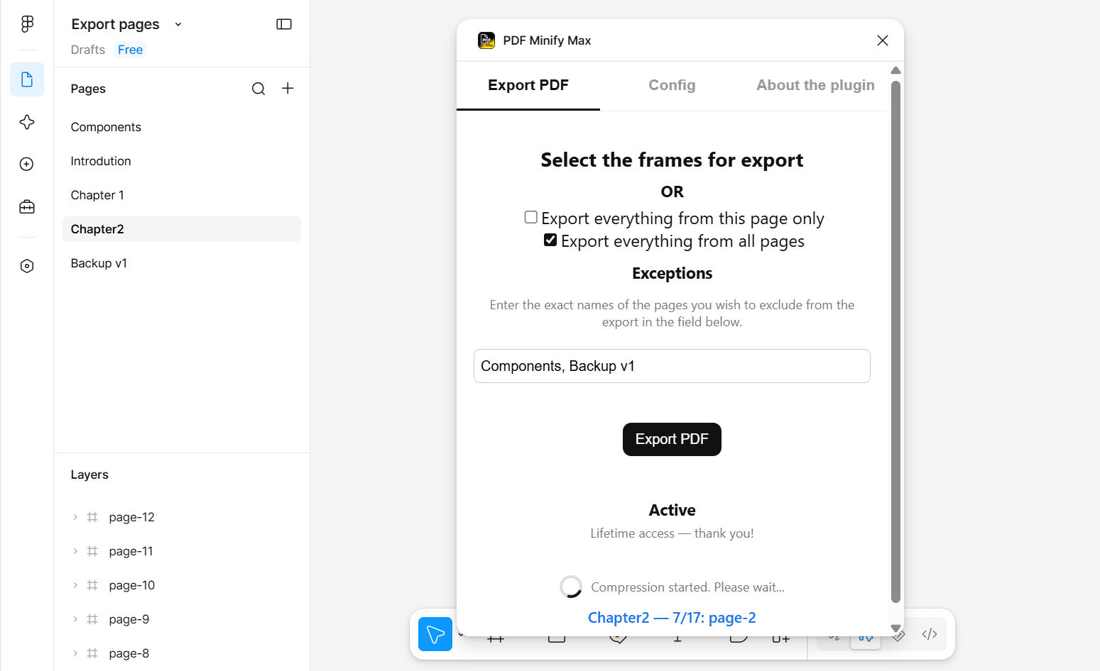 PDF Minify Max - Export all frames across all pages